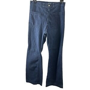 VTG 70s Seafarer Navy Bellbottom Flares Men's Utility Trousers 32x35 Talon Zip
